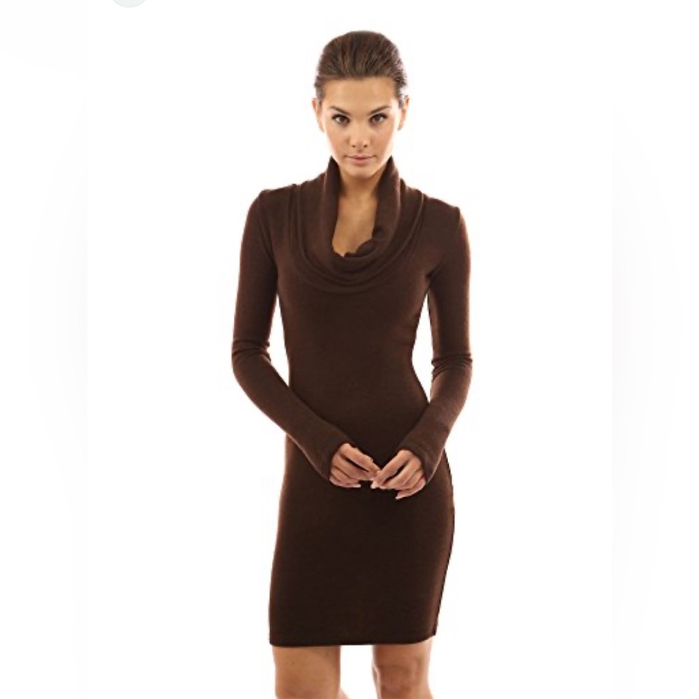 Dressbarn Rich Brown Knit Sweater Dress
